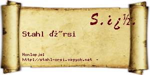 Stahl Örsi névjegykártya